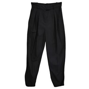 H&M Linen Blend Pleated Front Pants Size 2 Black 2 Front Pockets Zipper Closure